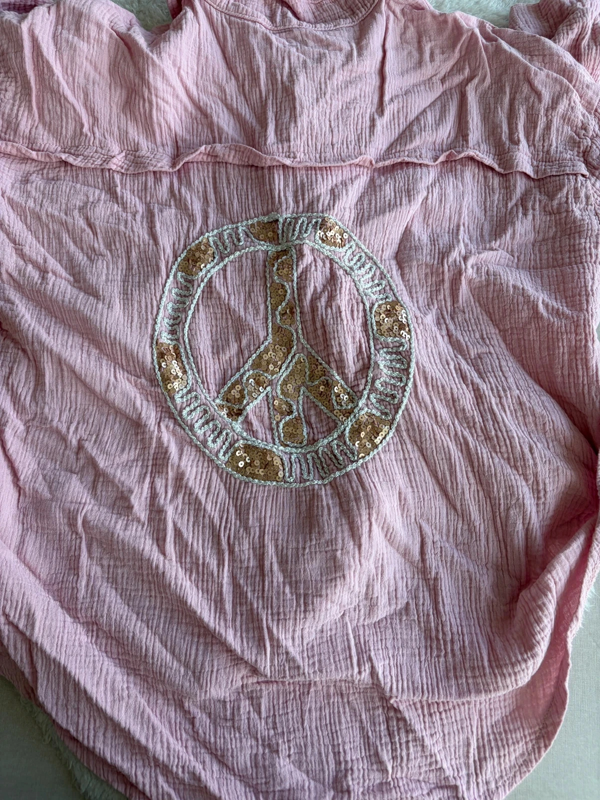 Pink oversized shirt with sequin print on the back – photo 4
